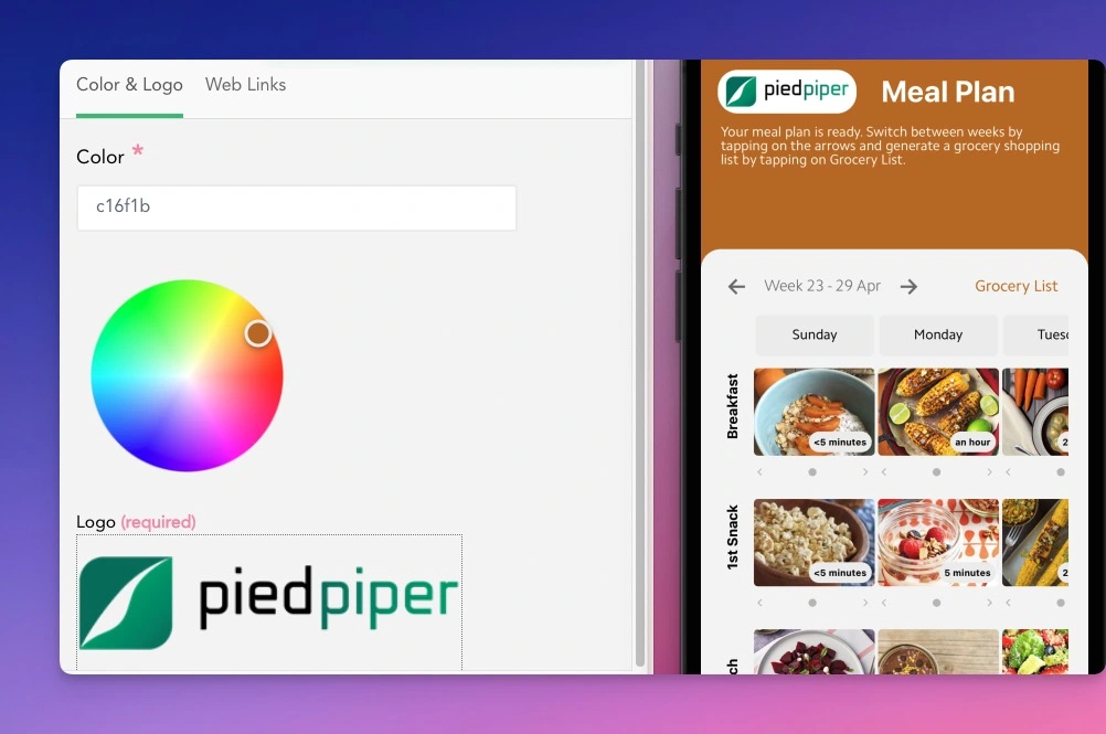 customise the app with your branding